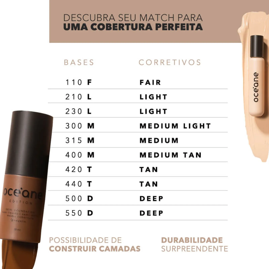 Base Líquida Semi-Matte Oceane Skin Foundation Océane Edition | 210L