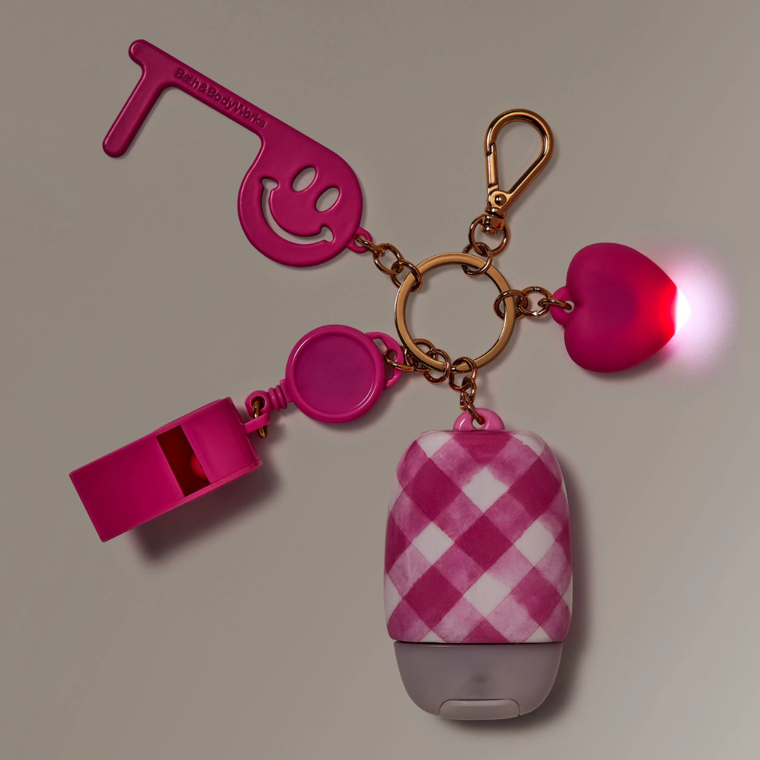 Suporte para Higienizador Bath and Body Works " PocketBac Holder " Pink Light-Up Multi-Tool Keychain